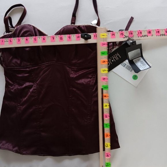 LIU JO underwear Dona Bustino Maroon Wine Full logo Stretch Women's size 4/ IV - Picture 3 of 12